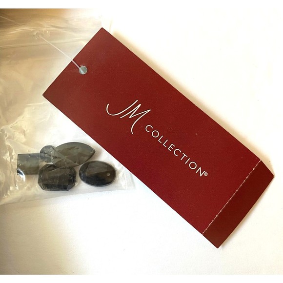 NWT JM Collection Womens Iris Garden Embellished Linen Blazer Jacket Black Sz 16 - Picture 7 of 14